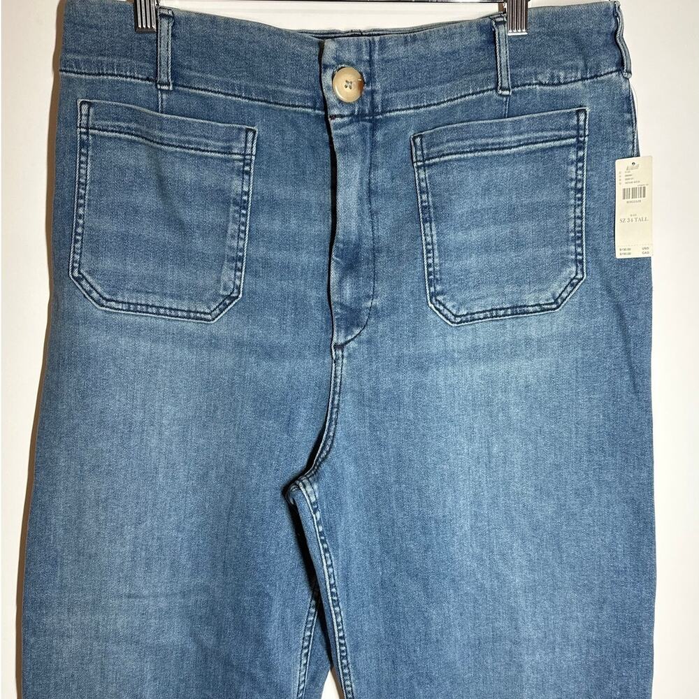 Maeve Anthropologie Colette Cropped Wide Leg Jeans Denim Medium 34T 34 Tall NWT - Picture 2 of 13